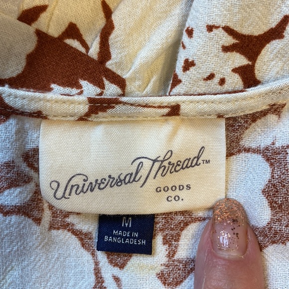 NEW Women’s Brown with/Cream Color Floral Dress by Universal Thread. Size M. - Picture 10 of 14